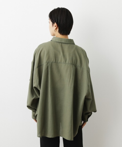 RODEO CROWNS WIDE BOWL(ロデオクラウンズワイドボウル)の「Natuly Linen オーバーシャツ(シャツ/ブラウス・レディース・ピンク/ダークオレンジ/カーキ/ライトベージュ・FREE)」の16枚目の写真