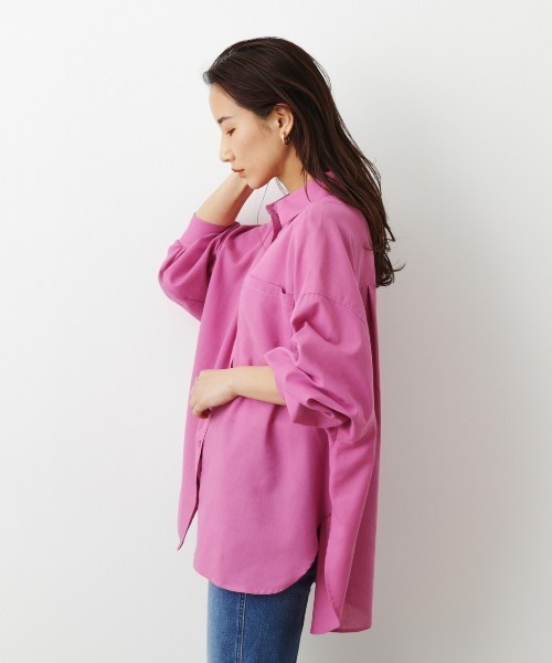 RODEO CROWNS WIDE BOWL(ロデオクラウンズワイドボウル)の「Natuly Linen オーバーシャツ(シャツ/ブラウス・レディース・ピンク/ダークオレンジ/カーキ/ライトベージュ・FREE)」の8枚目の写真