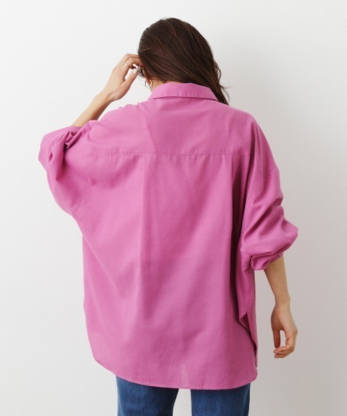 RODEO CROWNS WIDE BOWL(ロデオクラウンズワイドボウル)の「Natuly Linen オーバーシャツ(シャツ/ブラウス・レディース・ピンク/ダークオレンジ/カーキ/ライトベージュ・FREE)」の10枚目の写真