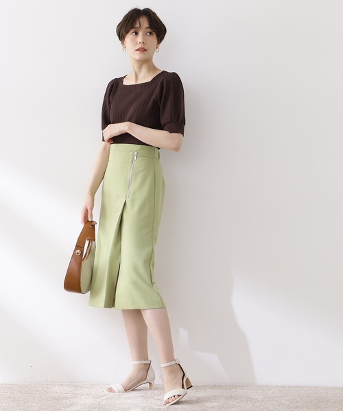 N.（N. Natural Beauty Basic）（エヌエヌナチュラルビューティーベーシック）の「◆変形リブパフニット（ニット/セーター・レディース・ダークブラウン/コーラルピンク/オフホワイト・MEDIUM）」の5枚目の写真