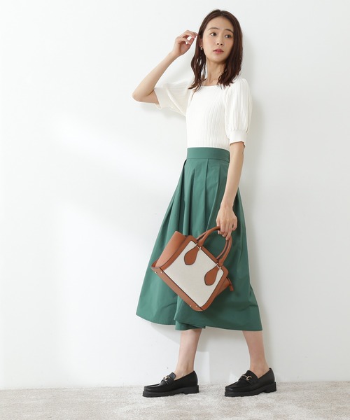 N.（N. Natural Beauty Basic）（エヌエヌナチュラルビューティーベーシック）の「◆変形リブパフニット（ニット/セーター・レディース・ダークブラウン/コーラルピンク/オフホワイト・MEDIUM）」の13枚目の写真