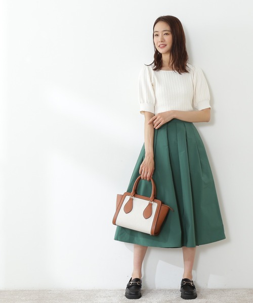 N.（N. Natural Beauty Basic）（エヌエヌナチュラルビューティーベーシック）の「◆変形リブパフニット（ニット/セーター・レディース・ダークブラウン/コーラルピンク/オフホワイト・MEDIUM）」の12枚目の写真