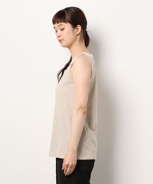 Samansa Mos2（サマンサ モスモス）の「後ろパーツレースノースリ－ブ（Tシャツ/カットソー・レディース・ブラック/ベージュ/オフホワイト・ﾌﾘ-）」の4枚目の写真