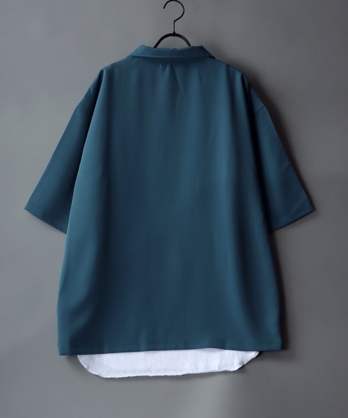 SITRY(シトリー)の「wide silhouette stand collar half zip shirt & layered tank top/ワイドシルエット スタンドカラー ハーフジップ シャツ&レイヤードタンクトップ(シャツ/ブラウス・メンズ・ブラック/ネイビー/ブルーグリーン・M/L)」の6枚目の写真