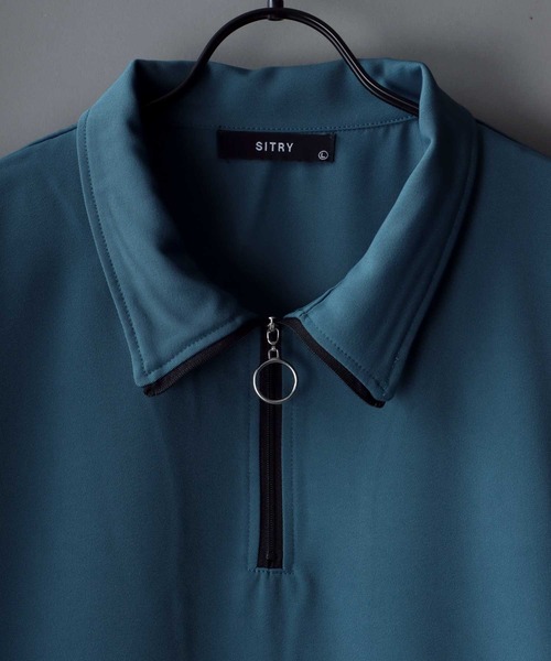 SITRY(シトリー)の「wide silhouette stand collar half zip shirt & layered tank top/ワイドシルエット スタンドカラー ハーフジップ シャツ&レイヤードタンクトップ(シャツ/ブラウス・メンズ・ブラック/ネイビー/ブルーグリーン・M/L)」の7枚目の写真