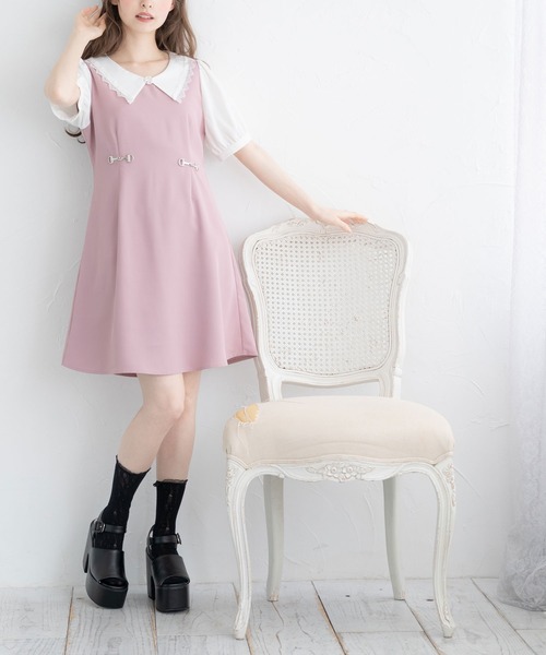 DearMyLoveRose（ディアマイラブローズ）の「ウエストビットラペルワンピース（ワンピース・レディース・ブラック/ブルーグレー/ピンク・MEDIUM/LARGE/XX-LARGE/X-LARGE）」の7枚目の写真