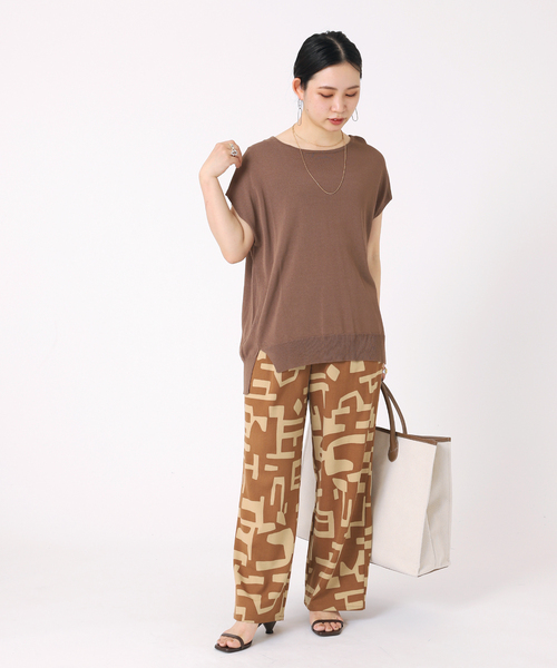 B.C STOCK（ベーセーストック）の「artモチーフプリントパンツ（スラックス・レディース・グレー/ブラウン・FREE）」の8枚目の写真