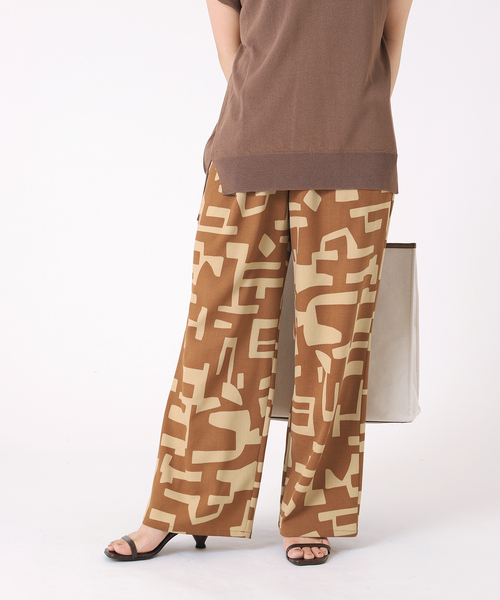 B.C STOCK（ベーセーストック）の「artモチーフプリントパンツ（スラックス・レディース・グレー/ブラウン・FREE）」の9枚目の写真