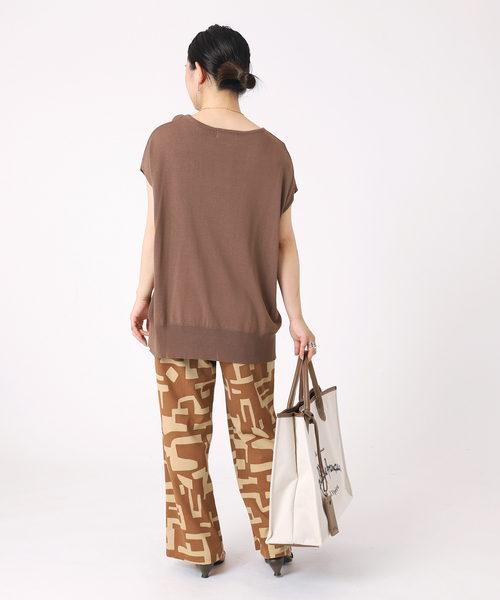 B.C STOCK（ベーセーストック）の「artモチーフプリントパンツ（スラックス・レディース・グレー/ブラウン・FREE）」の11枚目の写真