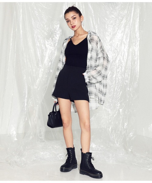 ANAP（アナップ）の「ハイウエストショートパンツ（その他パンツ・レディース・ブラック/ベージュ/ブルー/イエロー×グリーン・S/M）」の7枚目の写真