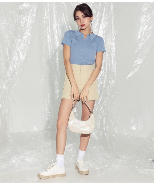 ANAP（アナップ）の「ハイウエストショートパンツ（その他パンツ・レディース・ブラック/ベージュ/ブルー/イエロー×グリーン・S/M）」の9枚目の写真