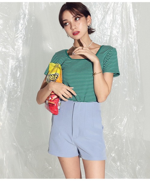 ANAP（アナップ）の「ハイウエストショートパンツ（その他パンツ・レディース・ブラック/ベージュ/ブルー/イエロー×グリーン・S/M）」の10枚目の写真