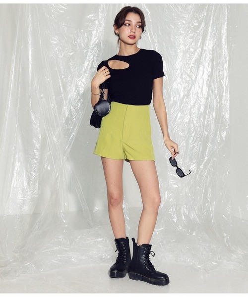 ANAP（アナップ）の「ハイウエストショートパンツ（その他パンツ・レディース・ブラック/ベージュ/ブルー/イエロー×グリーン・S/M）」の14枚目の写真