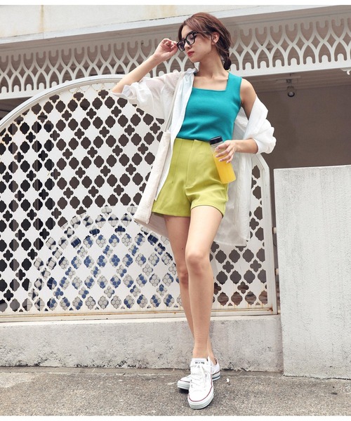 ANAP（アナップ）の「ハイウエストショートパンツ（その他パンツ・レディース・ブラック/ベージュ/ブルー/イエロー×グリーン・S/M）」の18枚目の写真