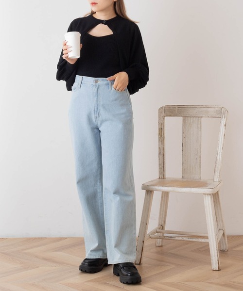 WEGO（ウィゴー）の「WEGO/【2点セット】ボレロセットニットキャミ（ニット/セーター・レディース・ブラック/アイボリー・FREE）」の7枚目の写真