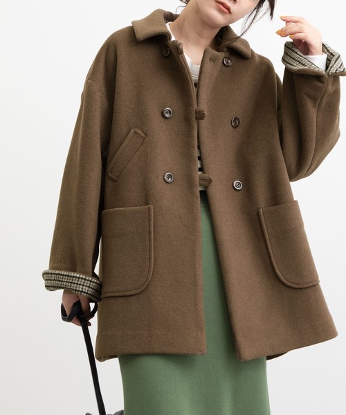 JUSGLITTY ダブルボタンミドルコート JUSGLITTY ダブルボタンミドルコート JUSGLITTY - ジャスグリッティー