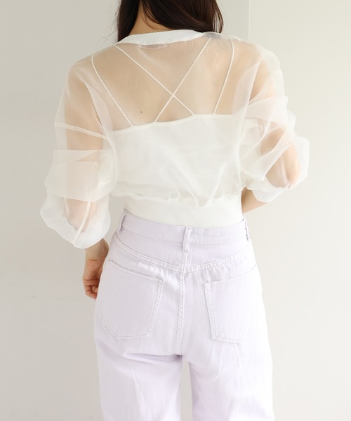 one after another NICE CLAUP(ワンアフターアナザーナイスクラップ)の「インナーセットオーガンジートップス(Tシャツ/カットソー・レディース・モカ/オフホワイト/ベージュ・FREE)」の6枚目の写真