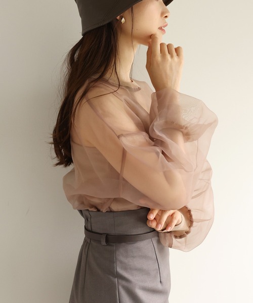 one after another NICE CLAUP(ワンアフターアナザーナイスクラップ)の「インナーセットオーガンジートップス(Tシャツ/カットソー・レディース・モカ/オフホワイト/ベージュ・FREE)」の22枚目の写真