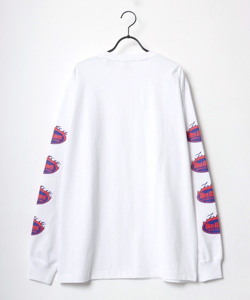 BEN DAVIS（ベンデイビス）の「BEN DAVIS/ベンデイビス ビッグシルエット ロゴ ファイヤーボール 袖プリント ロングスリーブTシャツ/レディース メンズ ロンT（Tシャツ/カットソー・メンズ・ホワイト/オートミール/チャコール/ダークグリーン・M/L/XL）」の9枚目の写真