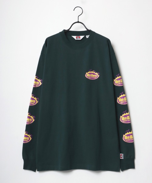 BEN DAVIS（ベンデイビス）の「BEN DAVIS/ベンデイビス ビッグシルエット ロゴ ファイヤーボール 袖プリント ロングスリーブTシャツ/レディース メンズ ロンT（Tシャツ/カットソー・メンズ・ホワイト/オートミール/チャコール/ダークグリーン・M/L/XL）」の8枚目の写真