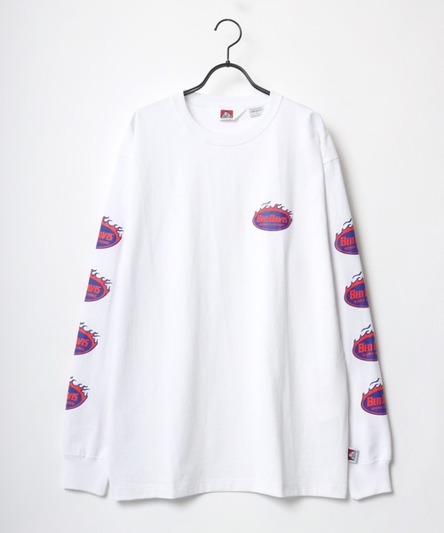 BEN DAVIS（ベンデイビス）の「BEN DAVIS/ベンデイビス ビッグシルエット ロゴ ファイヤーボール 袖プリント ロングスリーブTシャツ/レディース メンズ ロンT（Tシャツ/カットソー・メンズ・ホワイト/オートミール/チャコール/ダークグリーン・M/L/XL）」の5枚目の写真