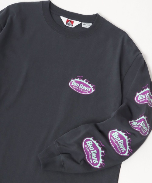 BEN DAVIS（ベンデイビス）の「BEN DAVIS/ベンデイビス ビッグシルエット ロゴ ファイヤーボール 袖プリント ロングスリーブTシャツ/レディース メンズ ロンT（Tシャツ/カットソー・メンズ・ホワイト/オートミール/チャコール/ダークグリーン・M/L/XL）」の17枚目の写真