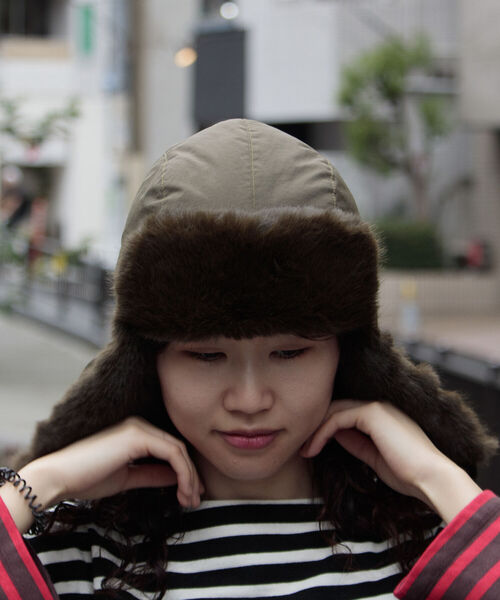 GLOSTER（グロスター）の「【GLOSTER/グロスター】ファーフライトキャップ RIPSTOP リップストップ ミリタリー（キャップ・メンズ・ブラック/ベージュ/オリーブ・FREE）」の16枚目の写真