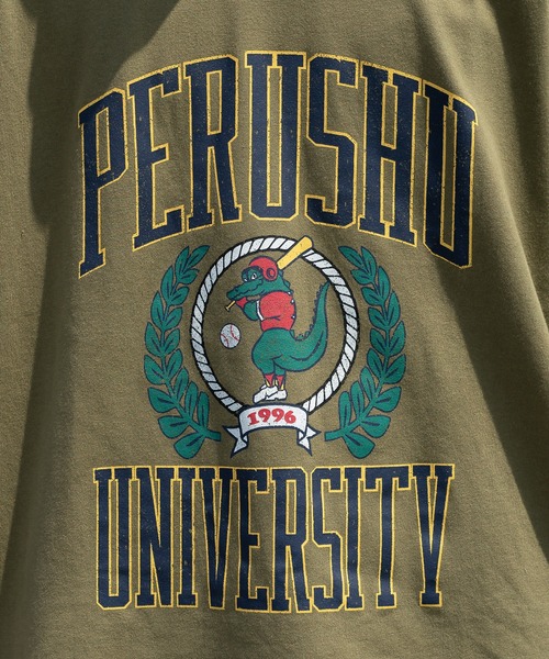 Perushu(ペルーシュ)の「カレッジロゴリンガーTシャツ(Tシャツ/カットソー・メンズ・カーキ/ライトグレー/オフホワイト・LARGE/MEDIUM)」の22枚目の写真