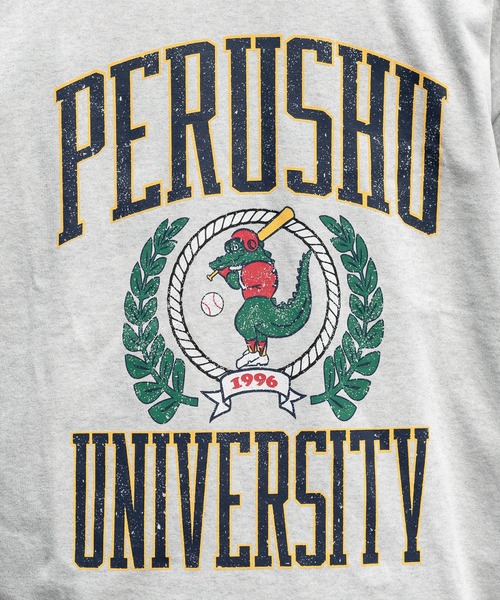 Perushu(ペルーシュ)の「カレッジロゴリンガーTシャツ(Tシャツ/カットソー・メンズ・カーキ/ライトグレー/オフホワイト・LARGE/MEDIUM)」の11枚目の写真