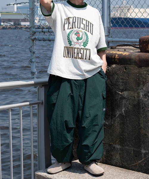 Perushu(ペルーシュ)の「カレッジロゴリンガーTシャツ(Tシャツ/カットソー・メンズ・カーキ/ライトグレー/オフホワイト・LARGE/MEDIUM)」の19枚目の写真