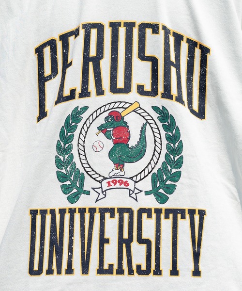 Perushu(ペルーシュ)の「カレッジロゴリンガーTシャツ(Tシャツ/カットソー・メンズ・カーキ/ライトグレー/オフホワイト・LARGE/MEDIUM)」の14枚目の写真
