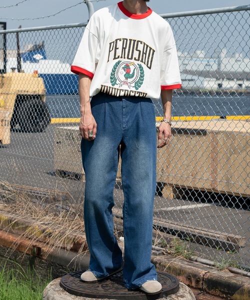 Perushu(ペルーシュ)の「カレッジロゴリンガーTシャツ(Tシャツ/カットソー・メンズ・カーキ/ライトグレー/オフホワイト・LARGE/MEDIUM)」の13枚目の写真