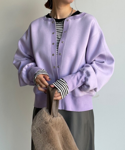 DouDou（ドゥドゥ）の「2WAYドットボタンショートカーディガン（カーディガン/ボレロ・レディース・ブラック/パープル/グレイッシュベージュ/オフホワイト・FREE）」の14枚目の写真