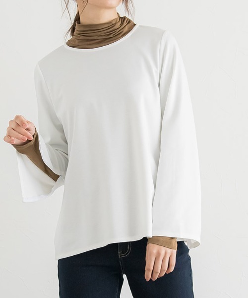 Pierrot(ピエロ)の「2wayポンチスリットスリーブプルオーバー(Tシャツ/カットソー・レディース・オフホワイト/ブルーグリーン/ブラック・L/M)」の15枚目の写真