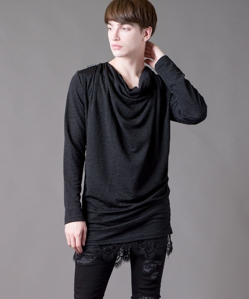 Buffalo Bobs(バッファローボブズ)の「BARK(バーク)ウェーブタック ドレープ ロンT(Tシャツ/カットソー・メンズ・ホワイト/ブラック・2-3/1-2)」の9枚目の写真
