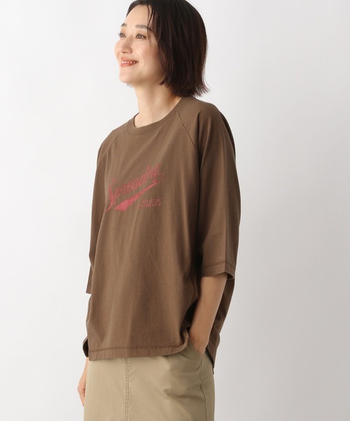 LEPSIM(レプシィム)の「ヴィンテージラグランT 134878(Tシャツ/カットソー・レディース・ブラウン/グレー/オフホワイト・FREE)」の1枚目の写真