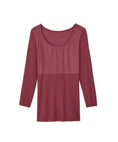 GUNZE（グンゼ）の「HOTMAGIC/ホットマジック 冷えのポイントを集中的に暖める あったか長袖インナー（インナーウェア/肌着・レディース・ベージュ系その他/ピンク/ブラック/ローズ/ネイビー/チャコールグレー/ブルーグレー・X-LARGE/LARGE/MEDIUM）」の7枚目の写真