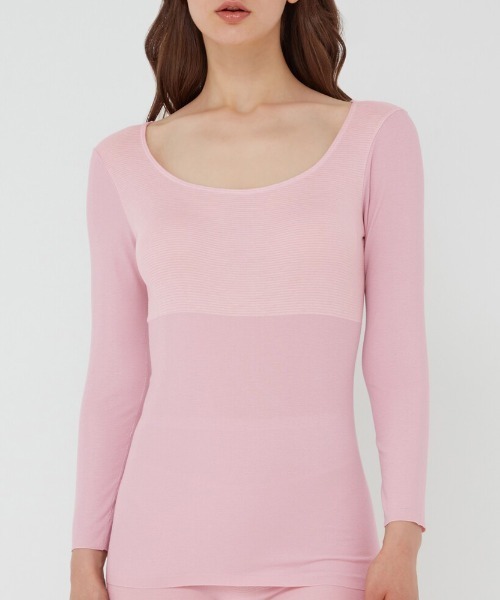 GUNZE（グンゼ）の「HOTMAGIC/ホットマジック 冷えのポイントを集中的に暖める あったか長袖インナー（インナーウェア/肌着・レディース・ベージュ系その他/ピンク/ブラック/ローズ/ネイビー/チャコールグレー/ブルーグレー・X-LARGE/LARGE/MEDIUM）」の6枚目の写真