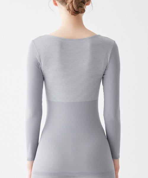 GUNZE（グンゼ）の「HOTMAGIC/ホットマジック 冷えのポイントを集中的に暖める あったか長袖インナー（インナーウェア/肌着・レディース・ベージュ系その他/ピンク/ブラック/ローズ/ネイビー/チャコールグレー/ブルーグレー・X-LARGE/LARGE/MEDIUM）」の9枚目の写真