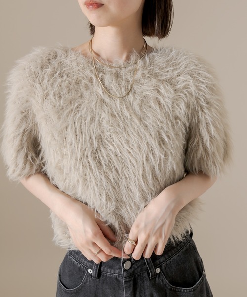 mline（エムライン）の「[mline] シャギー半袖ニット（ニット