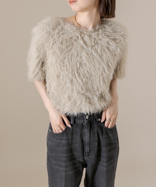 mline（エムライン）の「[mline] シャギー半袖ニット（ニット