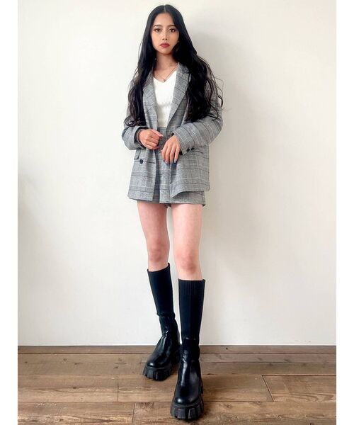 GYDA（ジェイダ）の「【セットアップ着用可】ハイウエストグレンチェックショートパンツ（その他パンツ・レディース・ベージュ/グレー・FREE）」の13枚目の写真