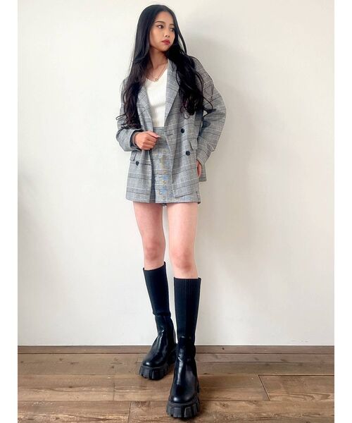 GYDA（ジェイダ）の「【セットアップ着用可】ハイウエストグレンチェックショートパンツ（その他パンツ・レディース・ベージュ/グレー・FREE）」の12枚目の写真