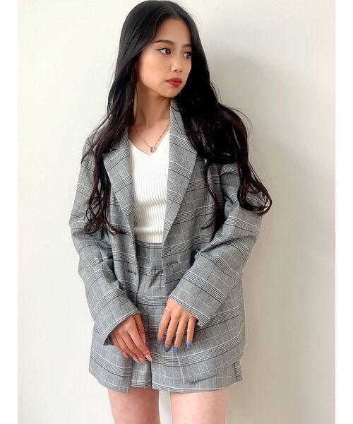 GYDA（ジェイダ）の「【セットアップ着用可】ハイウエストグレンチェックショートパンツ（その他パンツ・レディース・ベージュ/グレー・FREE）」の10枚目の写真