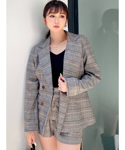 GYDA（ジェイダ）の「【セットアップ着用可】ハイウエストグレンチェックショートパンツ（その他パンツ・レディース・ベージュ/グレー・FREE）」の8枚目の写真