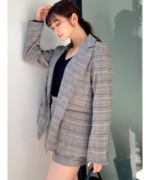 GYDA（ジェイダ）の「【セットアップ着用可】ハイウエストグレンチェックショートパンツ（その他パンツ・レディース・ベージュ/グレー・FREE）」の7枚目の写真