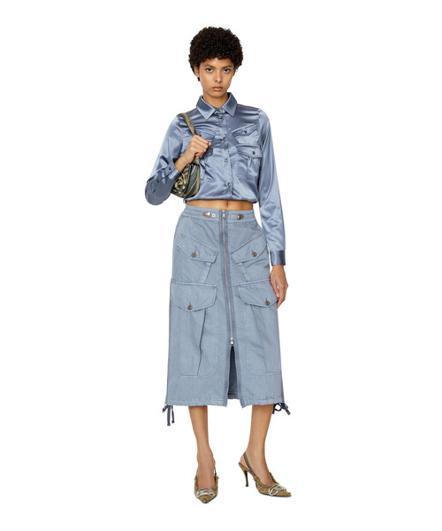 DIESEL（ディーゼル）の「レディース 長袖シャツ サテン（シャツ/ブラウス・レディース・グレー/ブラック・MEDIUM/LARGE/X-LARGE/SMALL）」の6枚目の写真