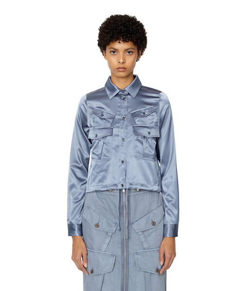 DIESEL（ディーゼル）の「レディース 長袖シャツ サテン（シャツ/ブラウス・レディース・グレー/ブラック・MEDIUM/LARGE/X-LARGE/SMALL）」の8枚目の写真