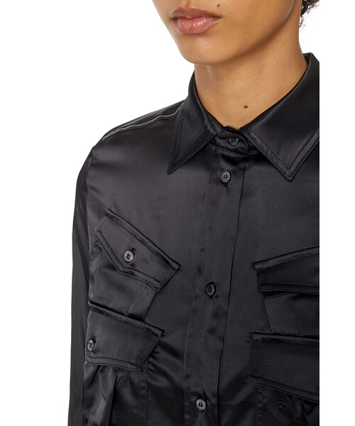 DIESEL（ディーゼル）の「レディース 長袖シャツ サテン（シャツ/ブラウス・レディース・グレー/ブラック・MEDIUM/LARGE/X-LARGE/SMALL）」の11枚目の写真