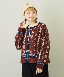 CUBE SUGAR（キューブシュガー）の「柄ニットコンチョボタン長袖カーディガン（カーディガン/ボレロ）」